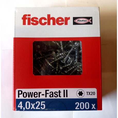fischer filetage total Boîte de 200 Vis PowerFast FPF II CTF 3,5x30 à Tête fraisée zingué blanc empreinte TX 