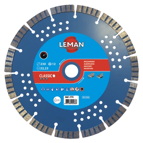 Disque diamant 230 mm, disque meuleuse 230, disque diamant Leman 770230,  disque matériaux de construction - Meygalmat